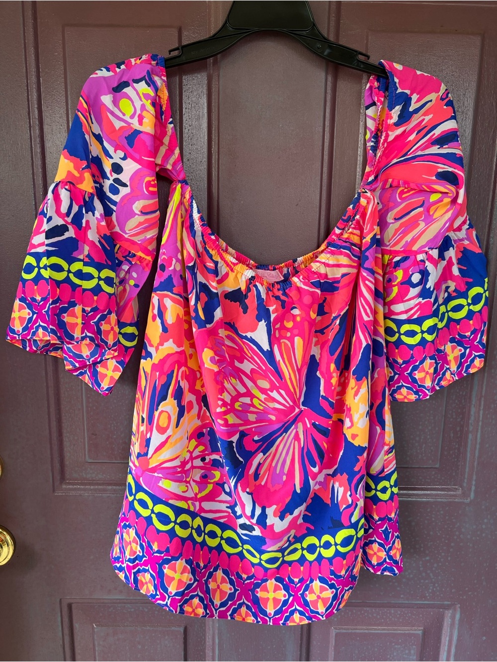 Lilly Pulitzer Floral Sanilla Silk Top, Size Small